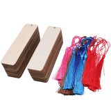 CALCA 36 Pack Wood Blank Bookmarks, Wood Hanging Tags Rectangle Shape Blank Bookmark with Holes and 6 Colors Tassels for DIY Classroom Pro
 jects and Party Decor Gifts Tags