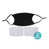 100set 3.9" x 5.9" Kid Full Cotton Face Mask with 2Filters (Black)