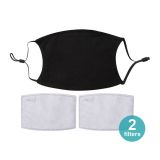 100set 5.1" x 7" Adult Full Cotton Face Mask with 2Filters (Black)
