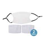 100set 3.9" x 5.9" Kid Sublimation Face Mask with 2Filters (Full White, With Black Strap)