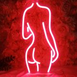 US Stock CALCA Lady Back LED Neon Sign Lamps Art Decorative Lamps (Pink),Size- 19.7 X 10.4 inches