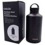2 Pack CALCA 64oz Wide Mouth Lid Stainless Steel Water Bottle with Double Wall Vacuum Insulated-Travel Cup