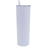 CALCA 10pcs White 20oz Blank Skinny Tumblers Stainless Steel Insulated Double Wall Vacuum Travel Cup with Slider Lid