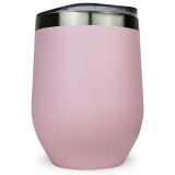 CALCA 12oz Pink Wine Tumbler Double Wall Stainless Steel Insulated Eggshell Cup with lid
