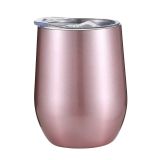 CALCA 6pcs 12oz Rose Gold Tumbler Double Wall Stainless Steel Insulated Eggshell Cup with lid