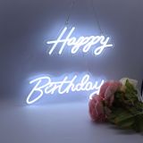 CALCA Happy Birthday Cold White Integrative Neon Sign for Any Age Size-18X7.05 Inches+13.3X6.2 Inches