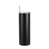 CALCA 50 Pack 20 OZ Black Straight Tumbler Blanks, Double 304 Stainless Steel With Straw and Flip Lid, Personalized Tumbler Blanks For DIY Holiday Gift