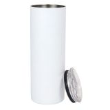 25pcs 20oz Matte Taperless Sublimation Blank Skinny Tumbler Stainless Steel Insulated Water Bottle Double Wall Vacuum Travel Cup With Sealed Lid and Straw (White)