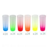 6colors x 24pcs Sublimation Mug 3oz Colored Glass Mugs Frosted Shot Glass With Gradient Colorful Bottom 144pcs/ctn