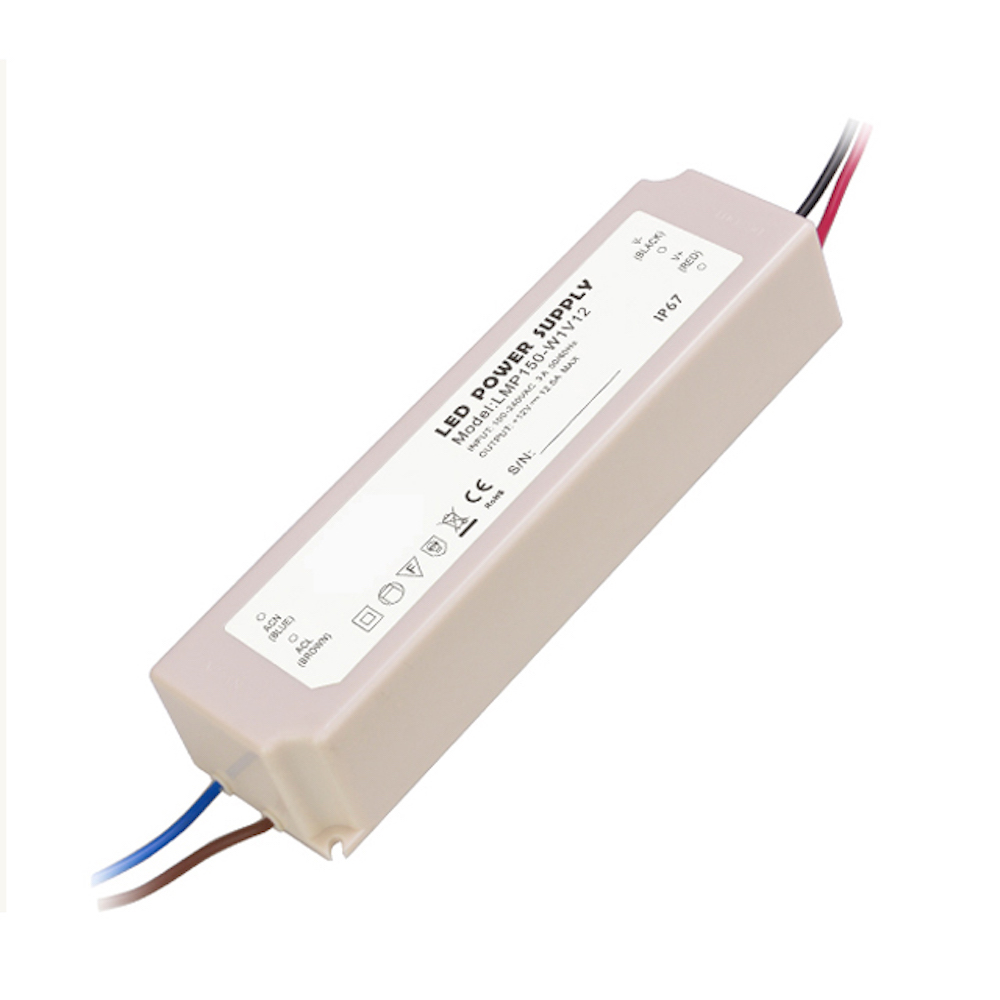 150W AC100V-240V to DC 12V Waterproof Rubber Shell LED Power Supply Transformer Driver