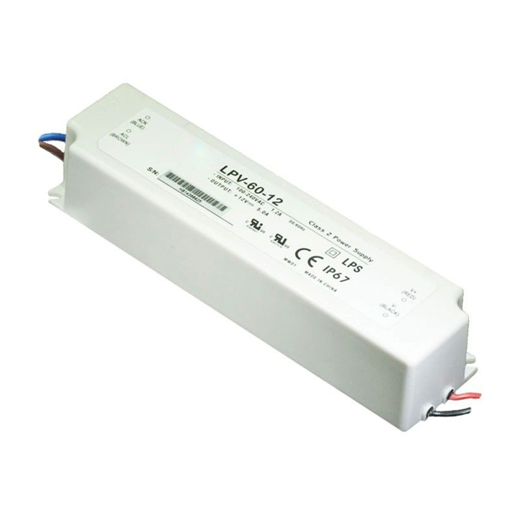 60W 12V5A IP67 LED Meanwell Plastic Waterproof Power Supply