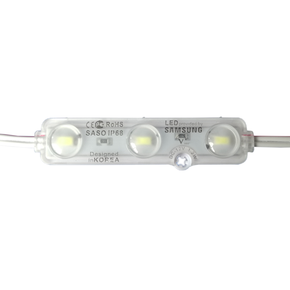 SMD 5730 IP65 Waterproof LED Module (3 LEDs, 1.2W, L70 x W16 x H5mm Holistic Lens White Light)