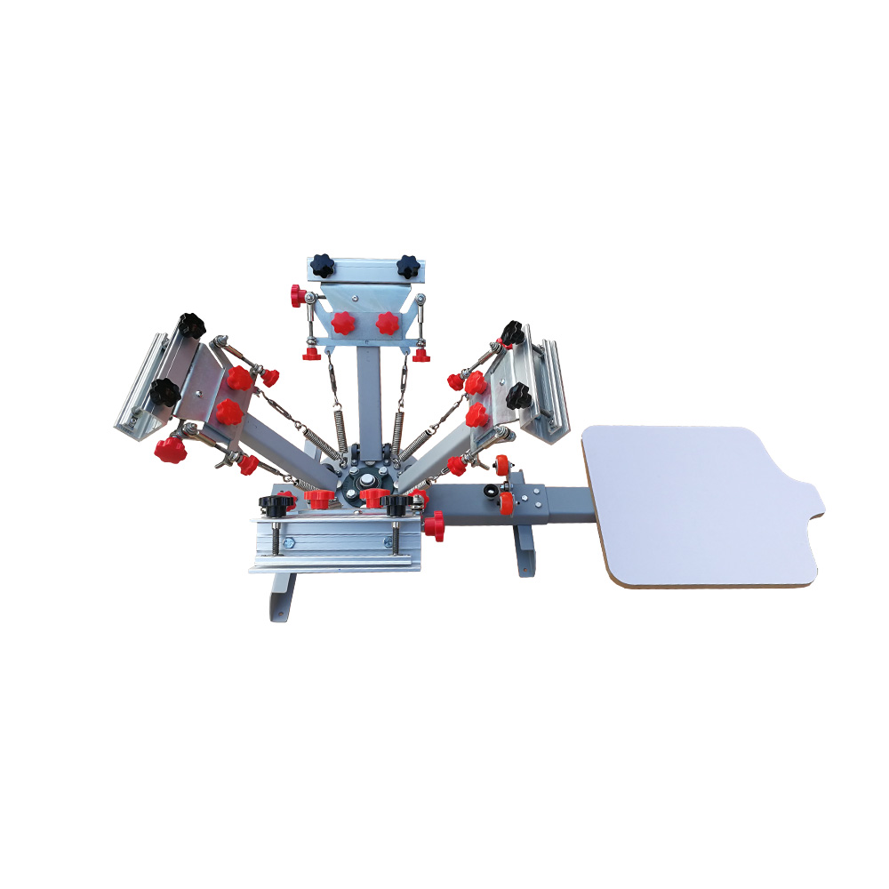 4 Color 1 Station Silk Screen Printing Press Machine with Micro Registration