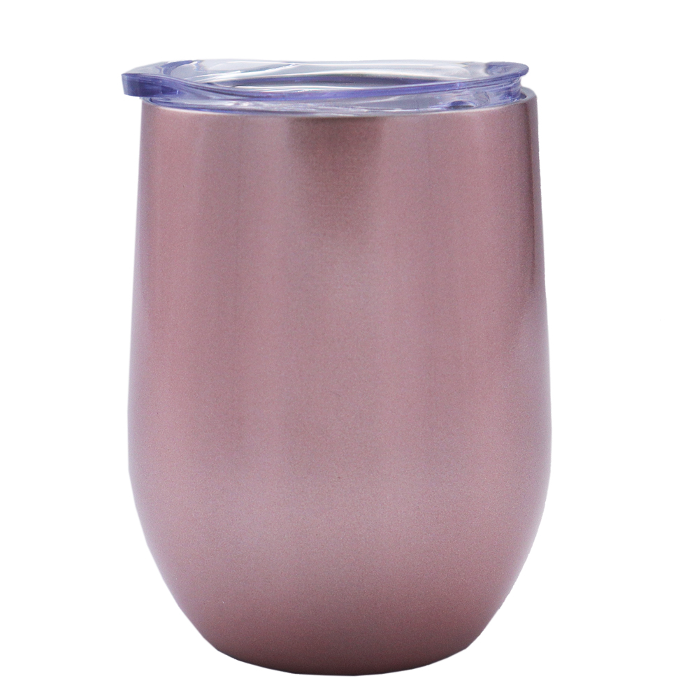 2PCS 12oz Rose Gold Stainless Steel Red Wine Tumbler Mugs with Direct Drinking Lid