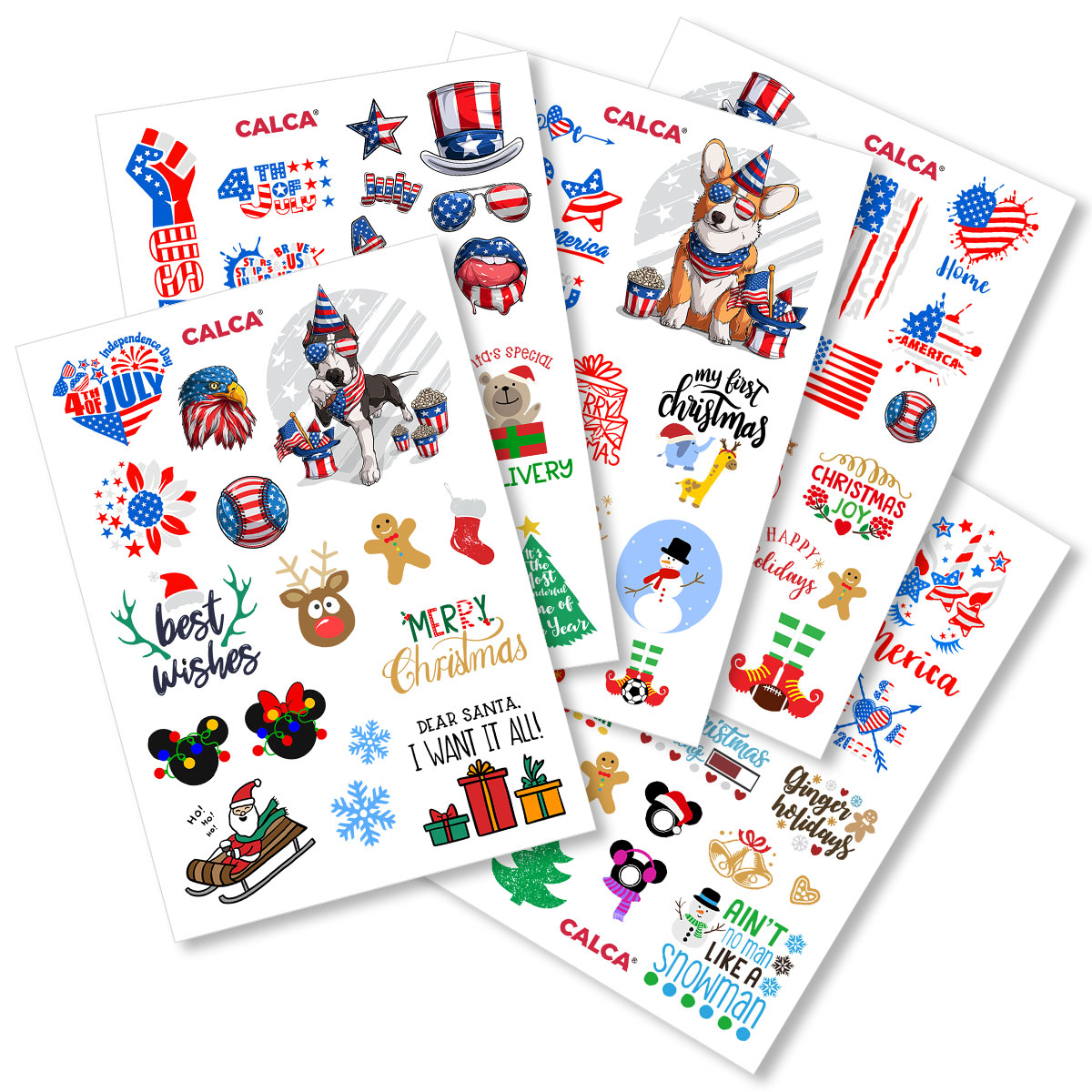 5pcs CALCA A4 DTF UV Printing Christmas DIY Stickers