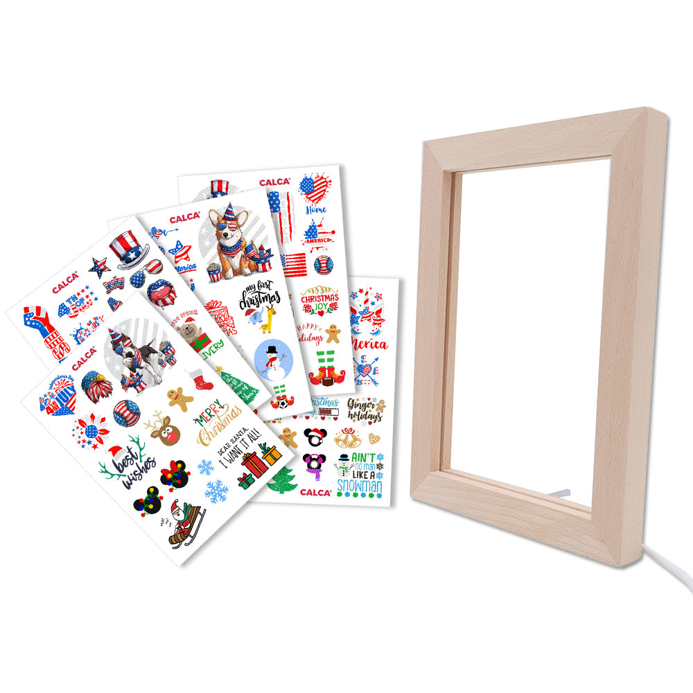 CALCA Wood Photo Frame 3D LED Photo Frame kit (Wooden photo frame + blank acrylic board+A4 DTF UV Printing Stickers) Wholesale