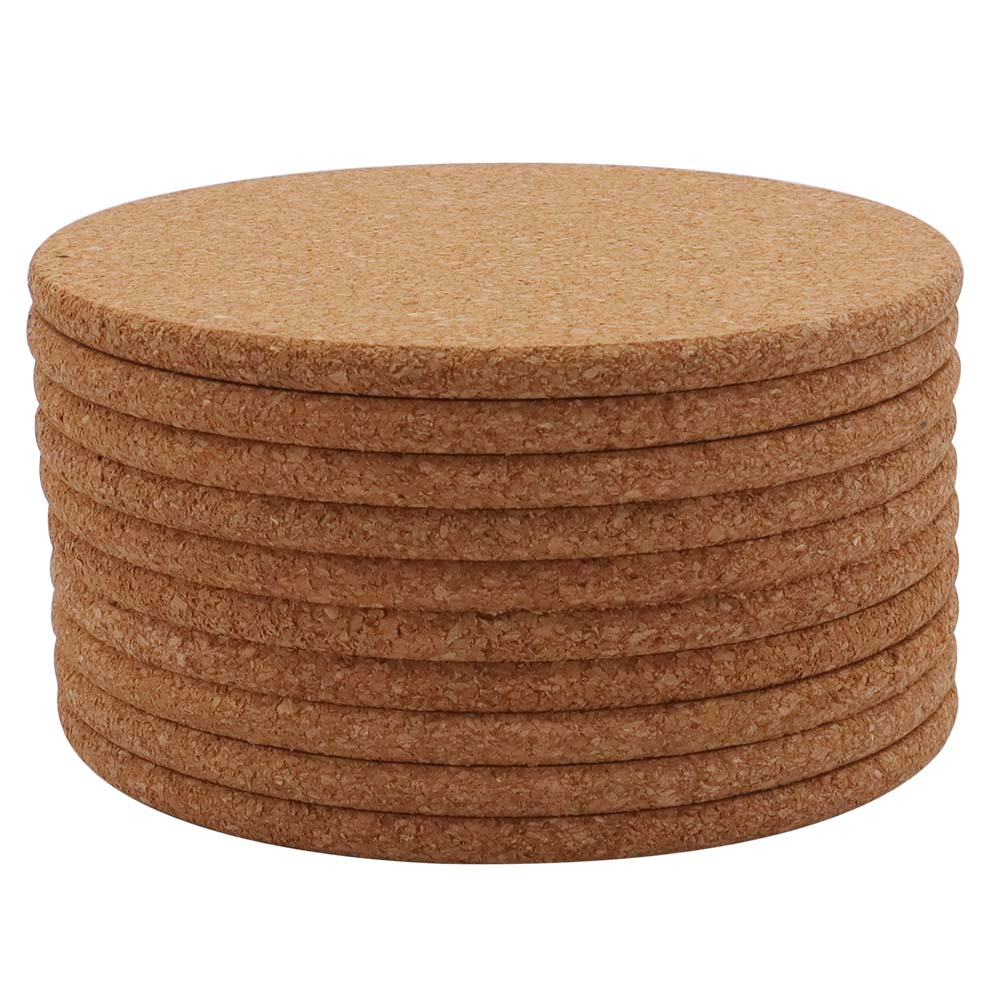 CALCA 10pcs Round Cork Coasters 3.9" Diameter for Cold Drinks Wine Glasses Plants Cups & Mugs