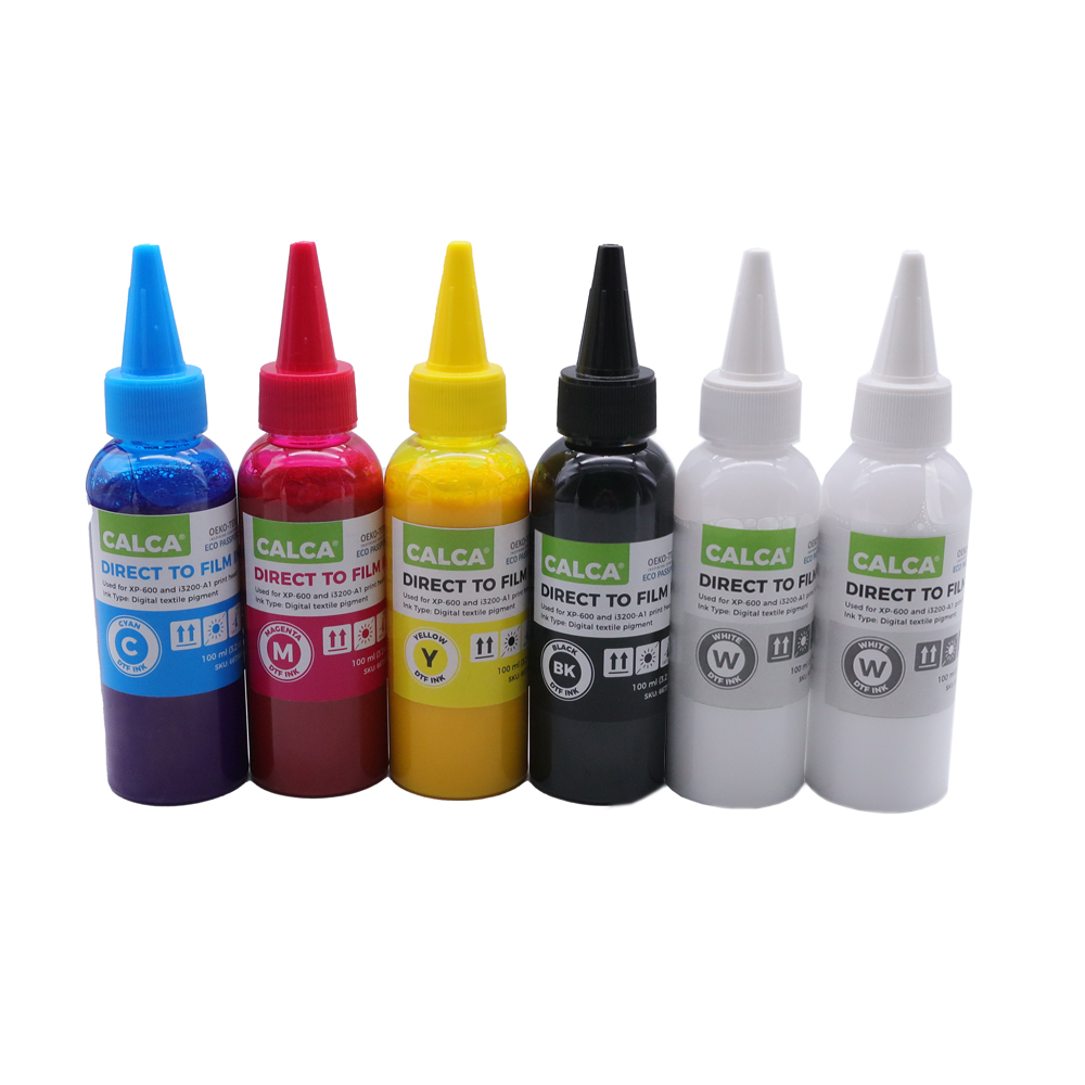 CALCA DTF Inks Bundle (CMYK, 2W) for Desktop DTF Printers with Epson Printheads, Bottle of 3.2 oz (100ml)