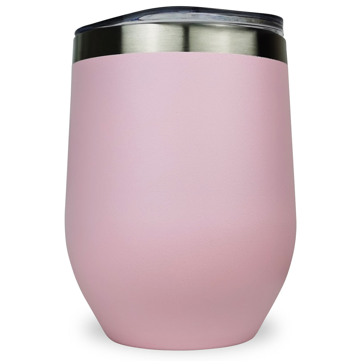 CALCA 6 Pack 12oz Pink Wine Tumbler Double Wall Stainless Steel Insulated Eggshell Cup with lid for Gift
