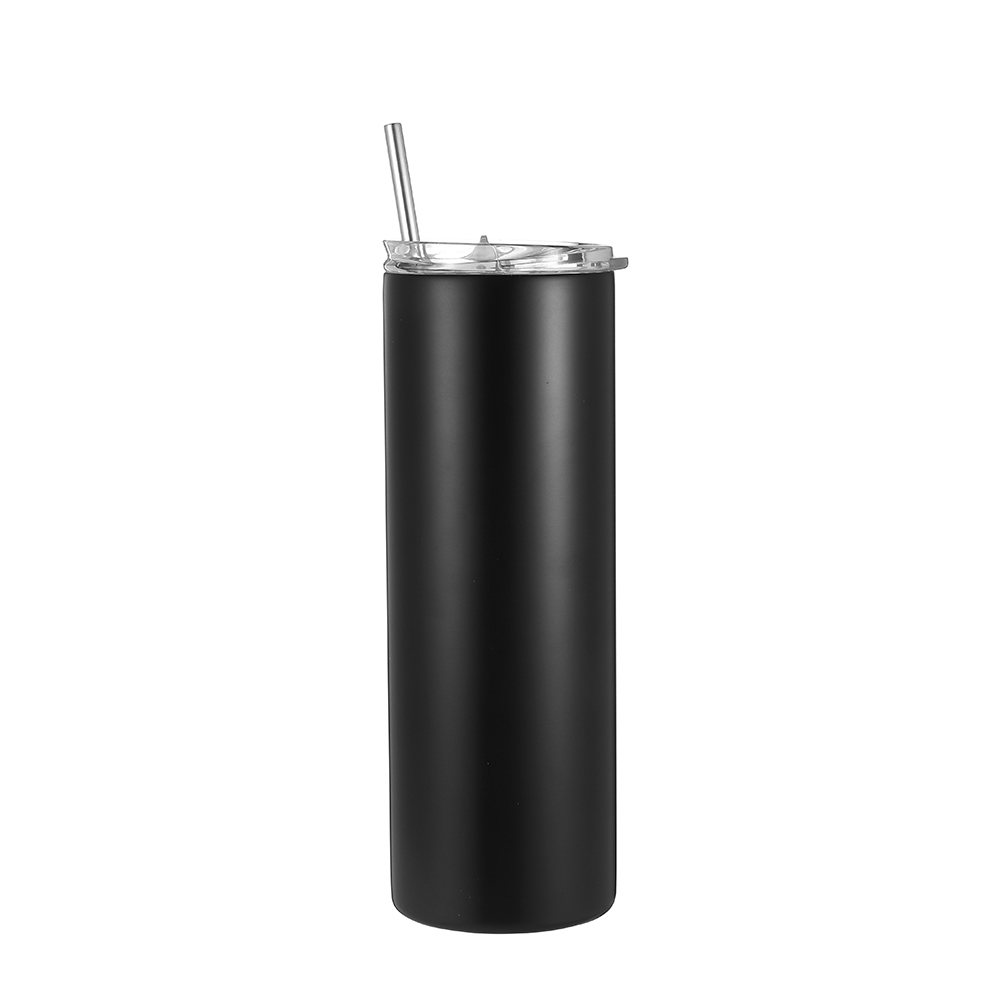 CALCA 10 Pack 20 OZ Black Straight Tumbler Blanks, Double 304 Stainless Steel With Straw and Flip Lid, Personalized Tumbler Blanks For DIY Holiday Gift