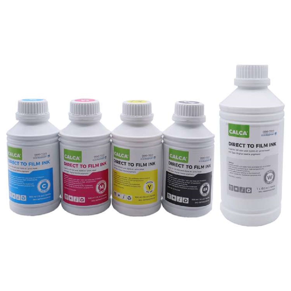 One set (4 x 500ml + 1 x 1L) of CALCA Direct to Transfer Film Ink for Epson Printheads , Water-based DTF Inks