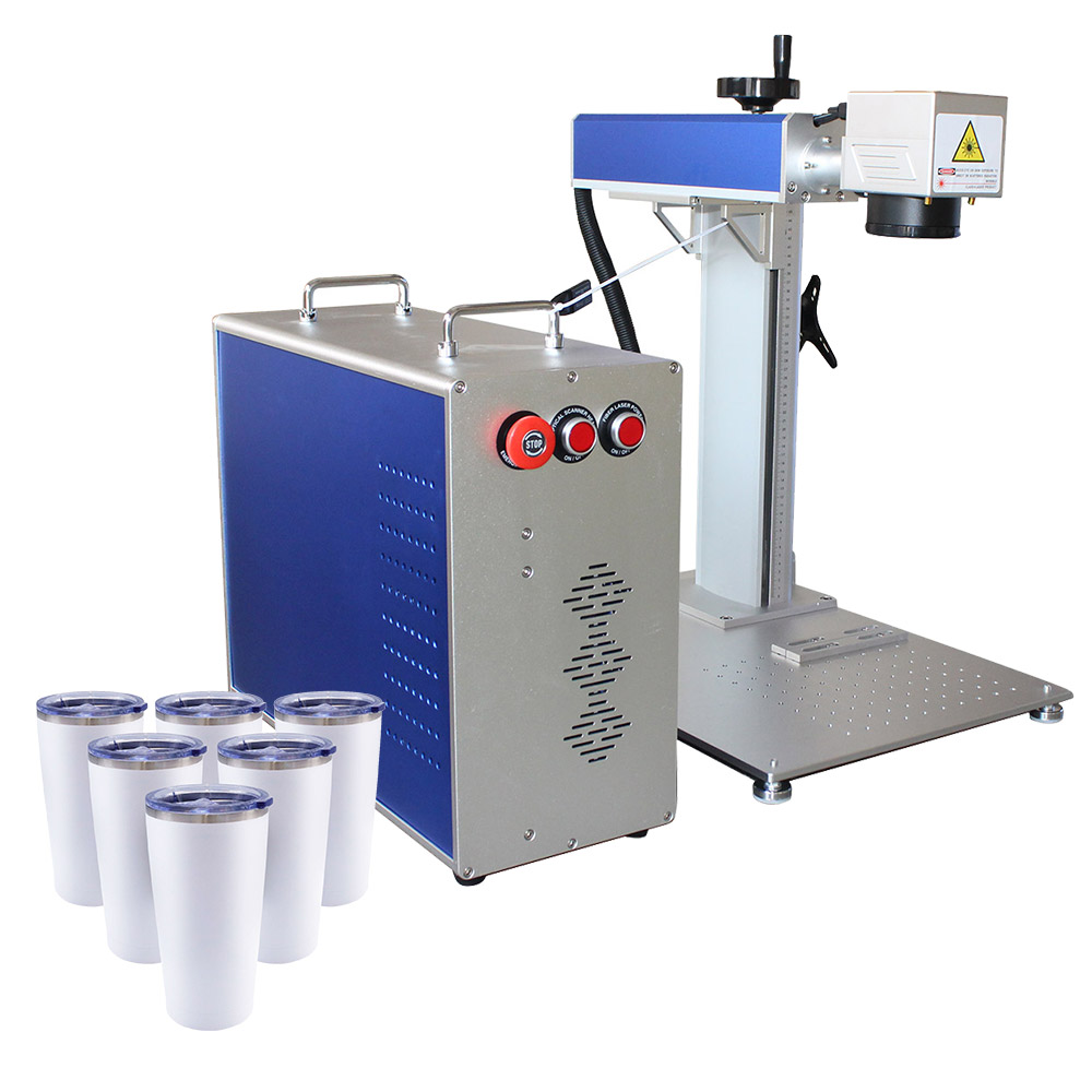 CALCA 30W Fiber Laser Marking Machine For Personalized Laser Engraved Logo Custom Gift, With 12pcs 20oz White Travel Tumbler