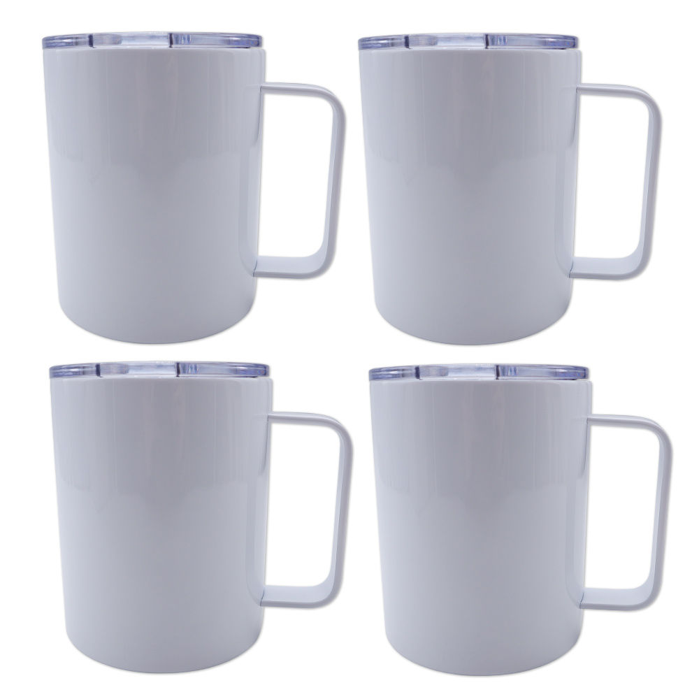 25pcs CALCA 12OZ Sublimation Blank Stainless Steel Coffee Mugs Tumbler White Double Wall Vacuum Insulated with Handle and Sliding Lid