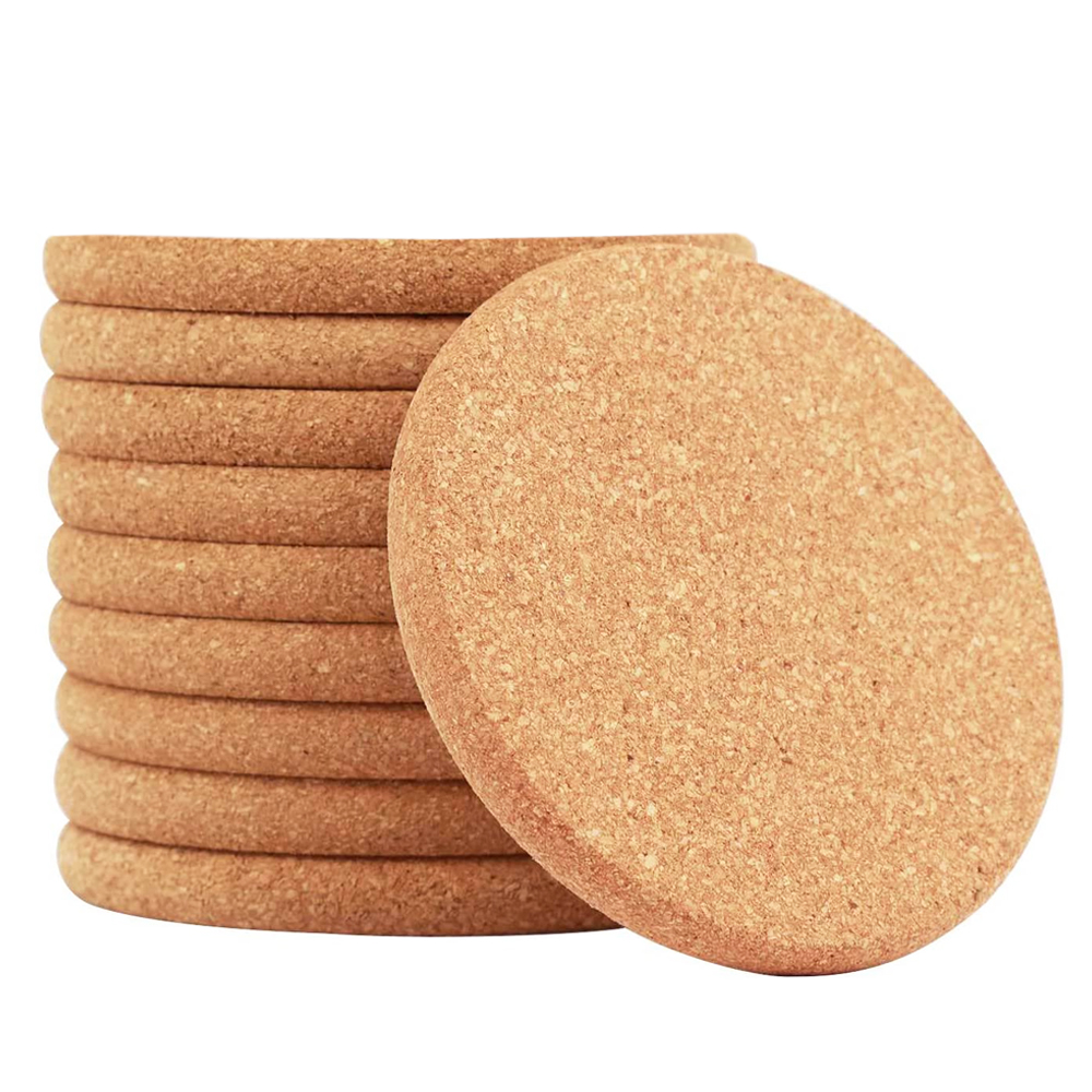 CALCA 10pcs Round Cork Coasters 4" Diameter for Cold Drinks Wine Glasses Plants Cups & Mugs