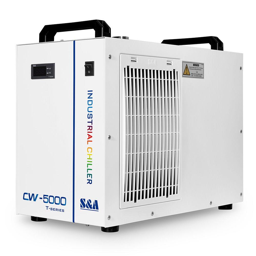 S&A CW-5000DG Industrial Water Chiller (AC 1P 110V 60Hz) for one 80W or 100W CO2 Glass Laser Tube Cooling, 0.41HP