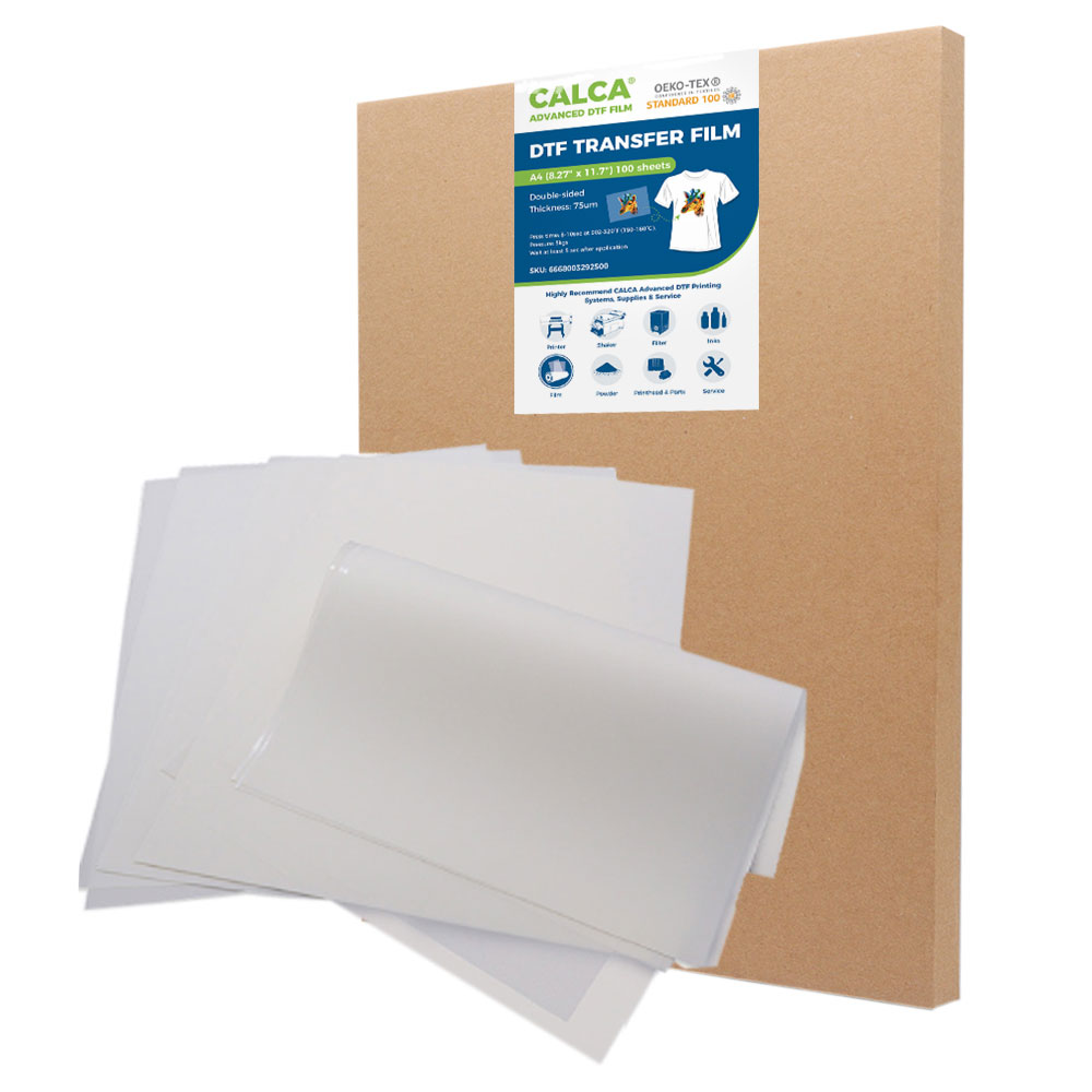 CALCA A4 8.27" x 11.7" DTF Transfer Film - Double Sided,Hot Peel- 100 Sheets/pack