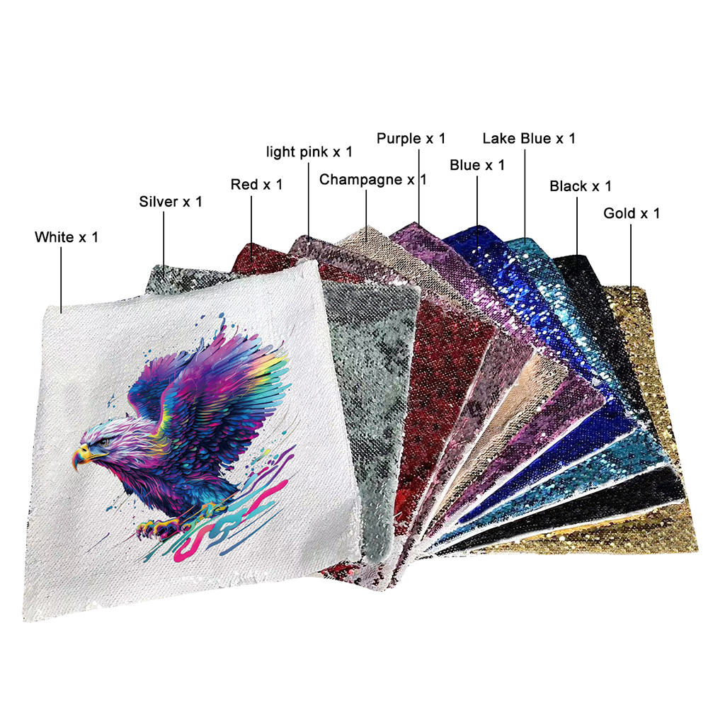 CALCA 10PCS Mixed color Square Blank Reversible Sequin Magic Swipe Pillow Cover Cushion Case for Sublimation