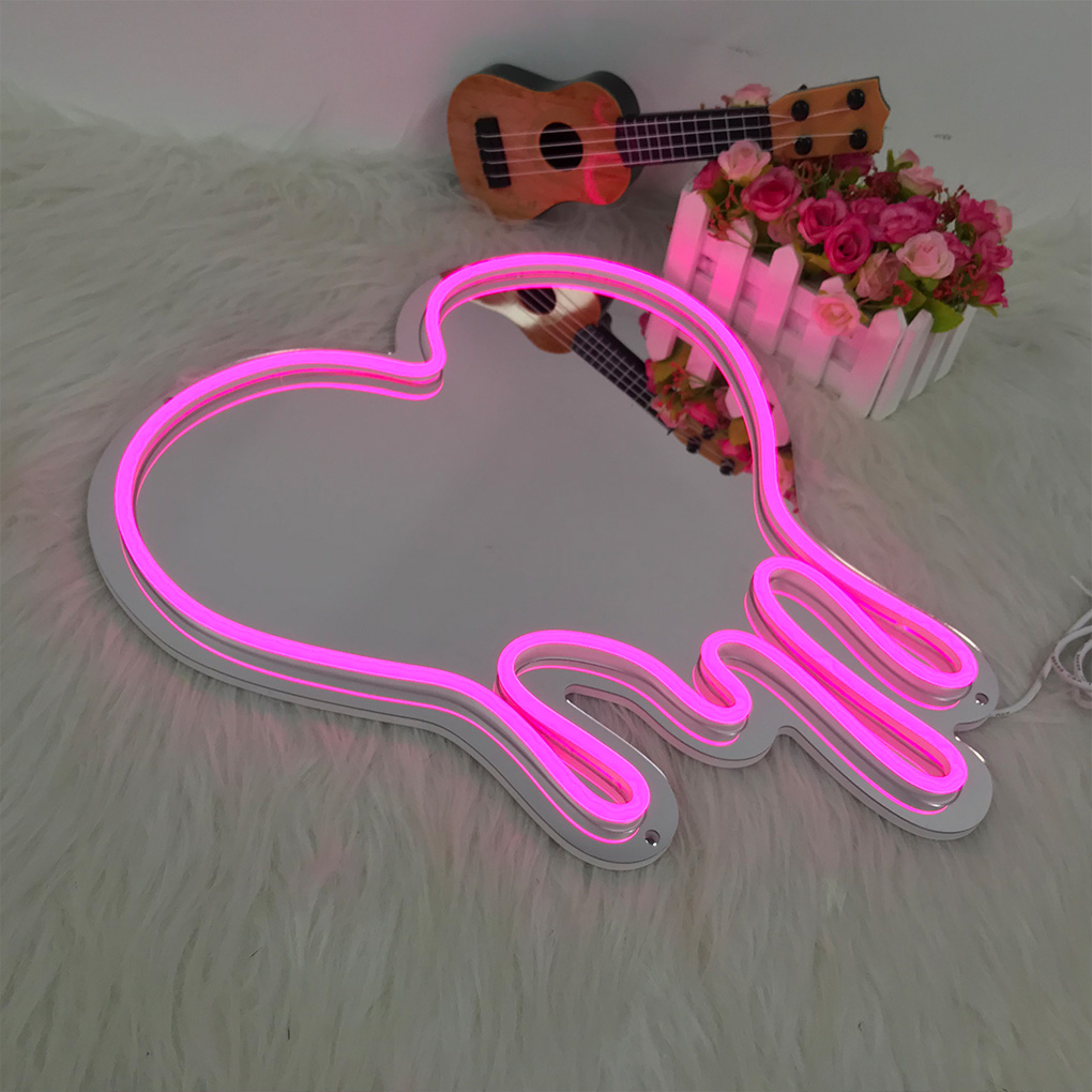 LED Neon Heart Mirror 5VDC Size-15.7X14.6 inches