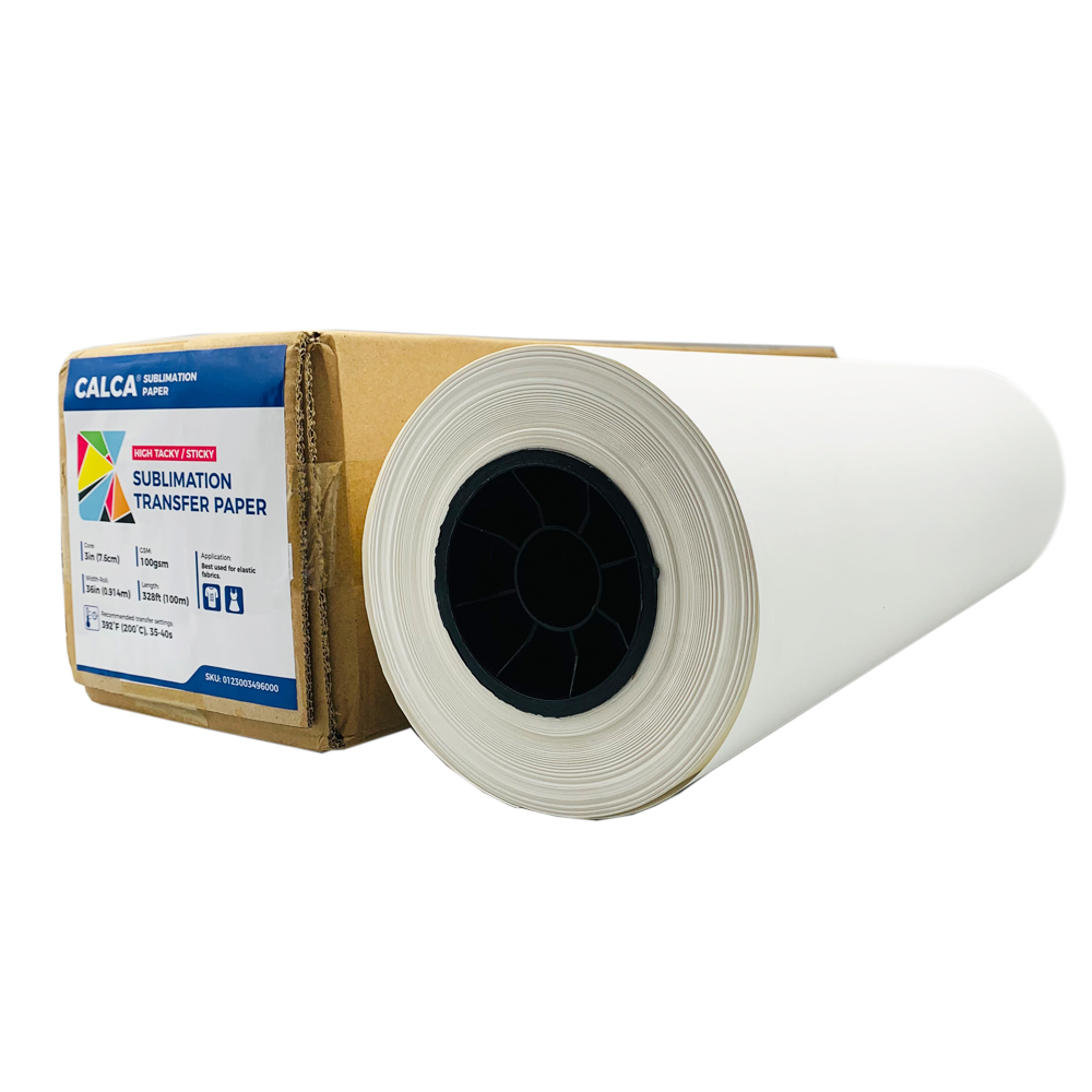 CALCA High Tacky Sticky Apparel Sublimation Transfer Paper Roll, 100gsm 36in x 328ft, Prevents Ghosting