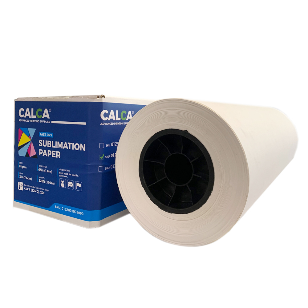 CALCA 81gsm 63in x328ft Textile Dye Sublimation Paper for Heat Transfer Printing, 3in Core