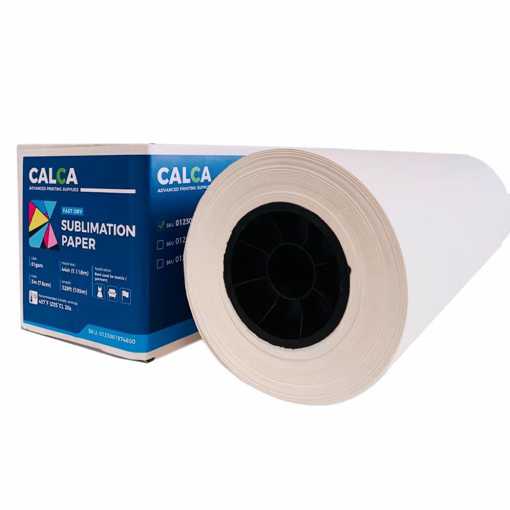 CALCA 81gsm 44in x 328ft Textile Dye Sublimation Paper for Heat Transfer Printing, 3in Core
