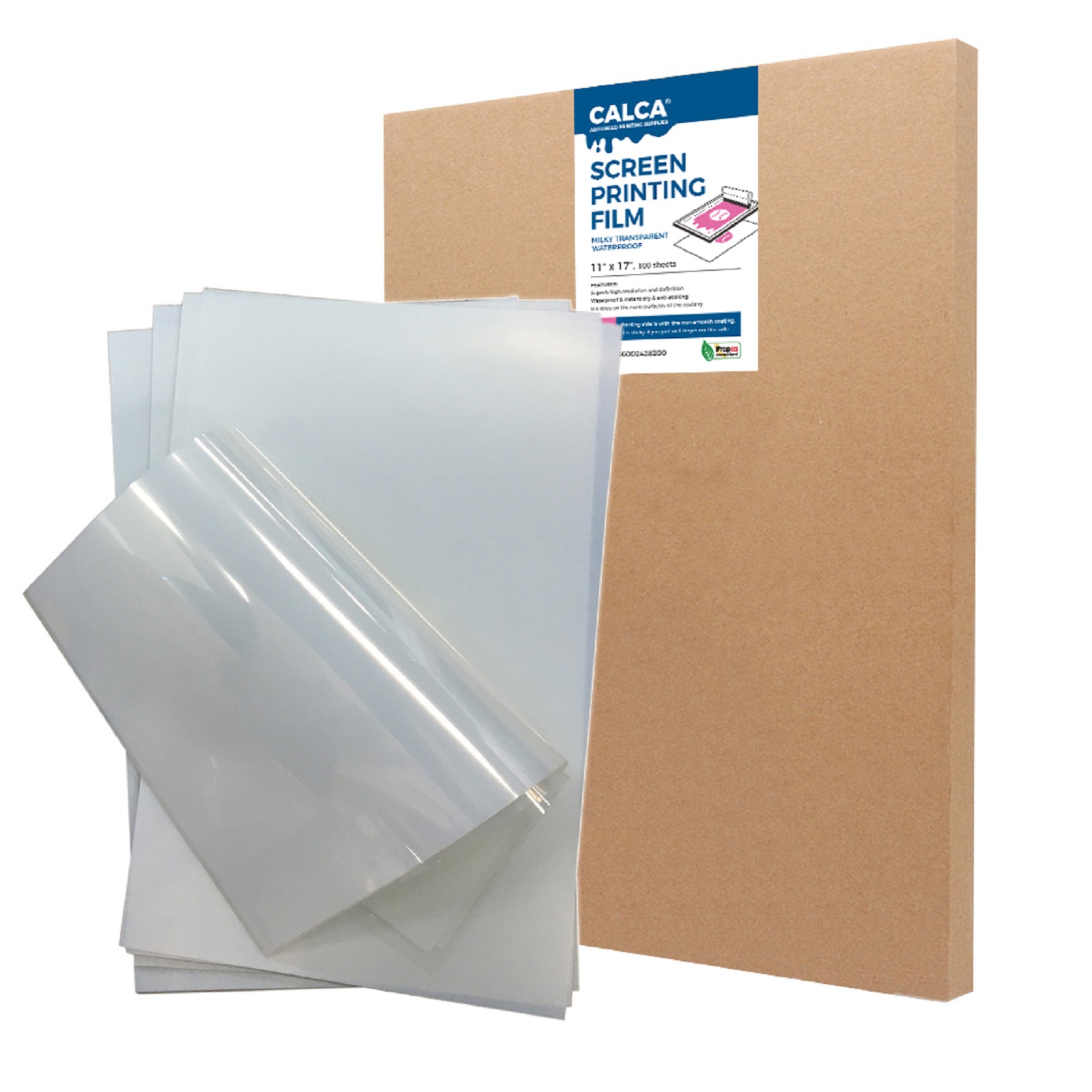 CALCA 100 Sheets/pack Premium Waterproof Inkjet Milky Transparency Film 11" x 17" for Screen Printing