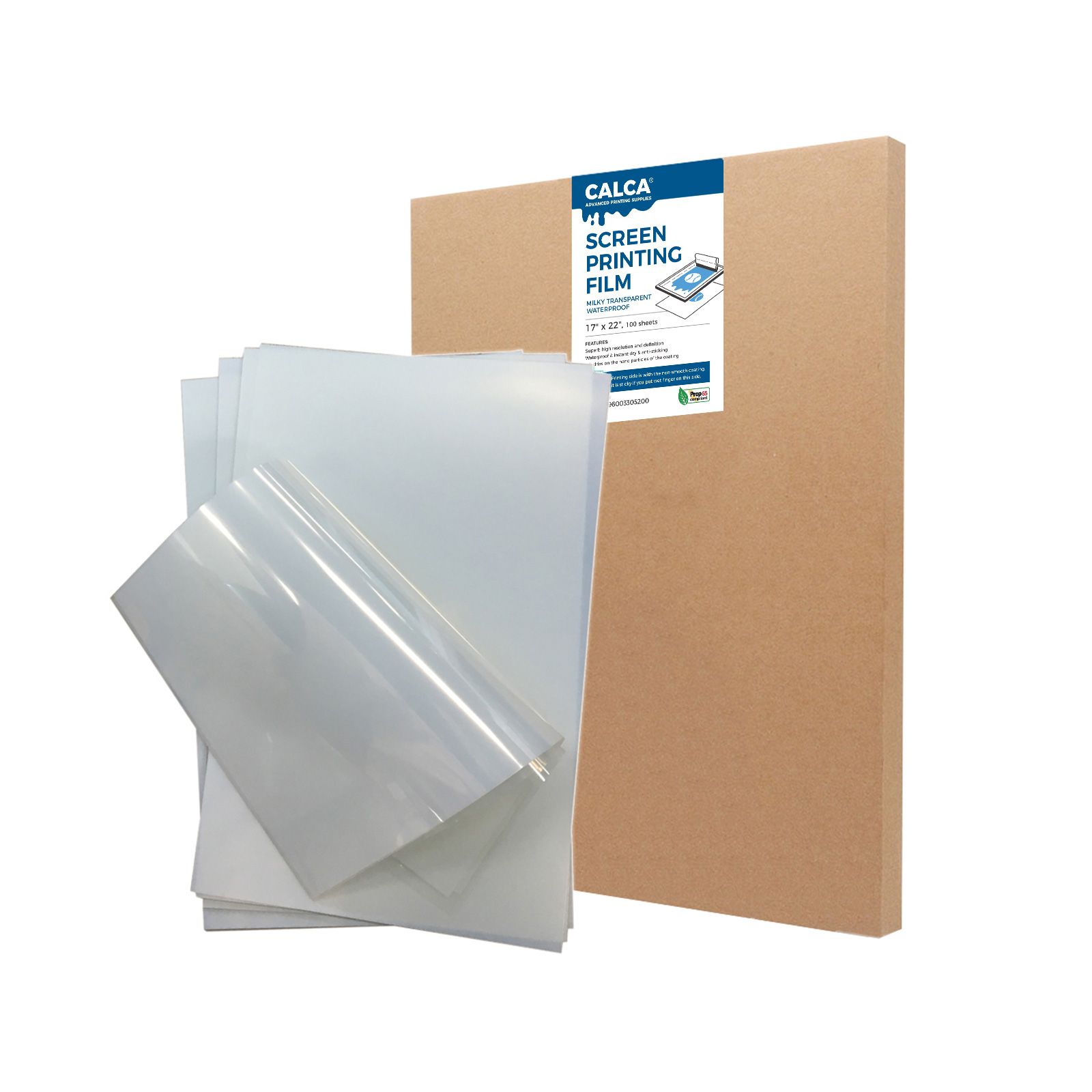 CALCA 100 Sheets/pack Premium Waterproof Inkjet Milky Transparency Film 17" x 22" for Screen Printing