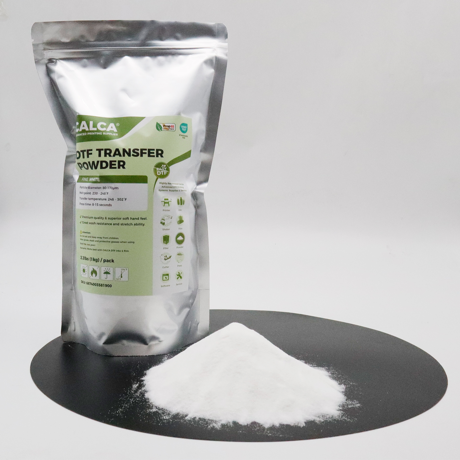 CALCA Direct to Film TPU DTF Powder, Digital Transfer Hot Melt Adhesive Powder (2.2lbs Pack, 1kg, Fine, White)