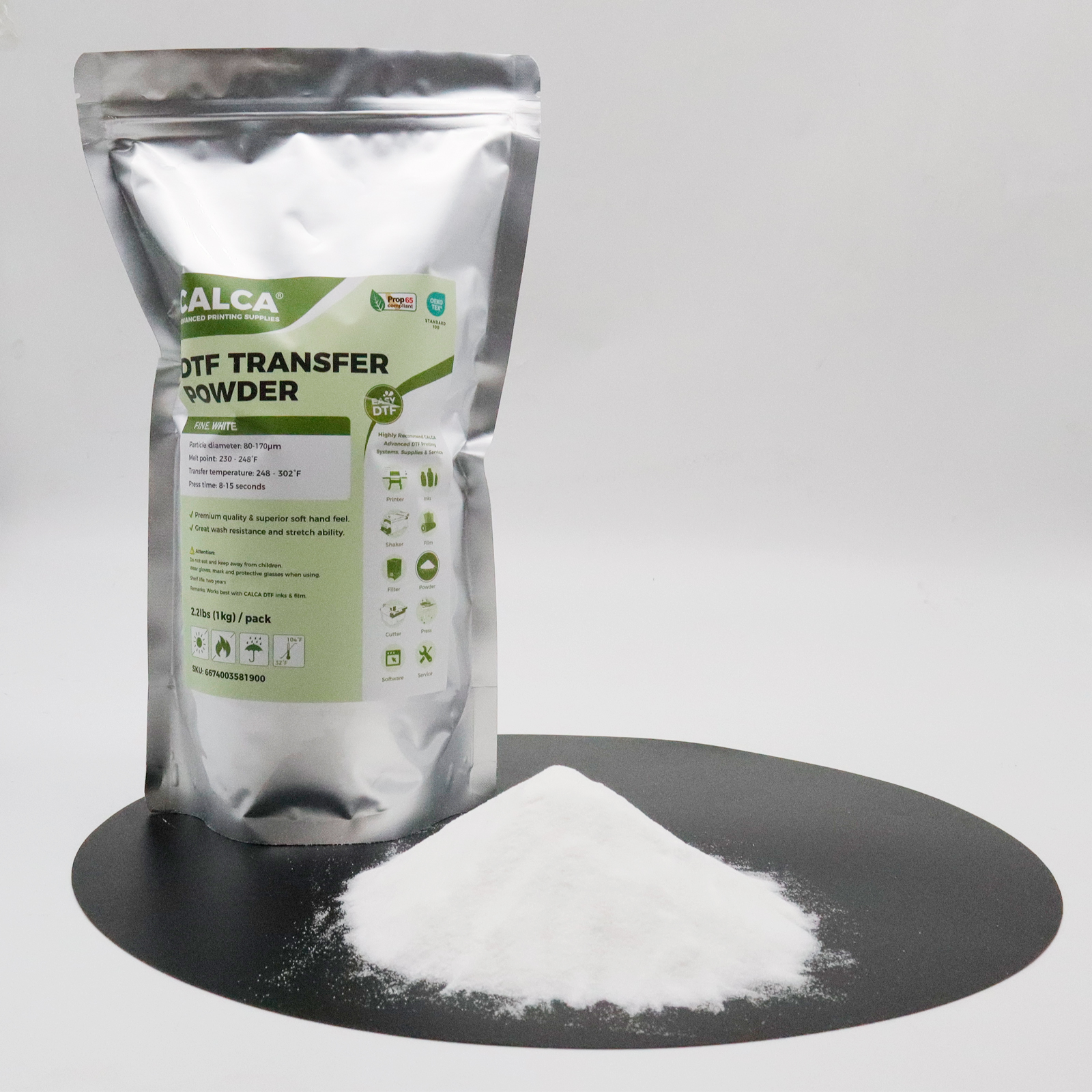 CALCA MF4 Direct to Film TPU DTF Powder, Digital Transfer Hot Melt Adhesive Powder (2.2lbs Pack, 1kg, Fine, White)