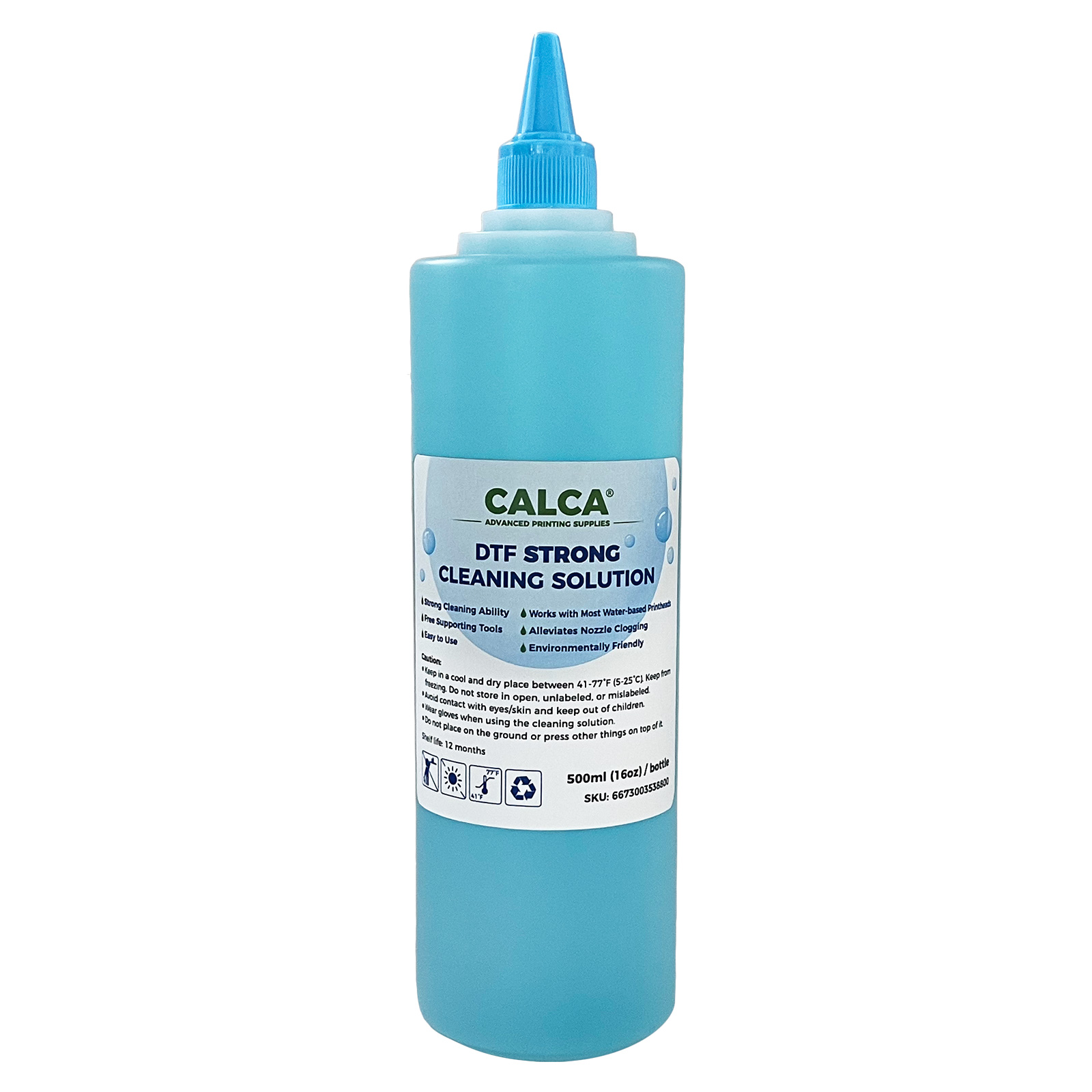 Water-based Strong Cleaning Solution for CALCA DTF Printers. 16 oz, Bottle of 500ml