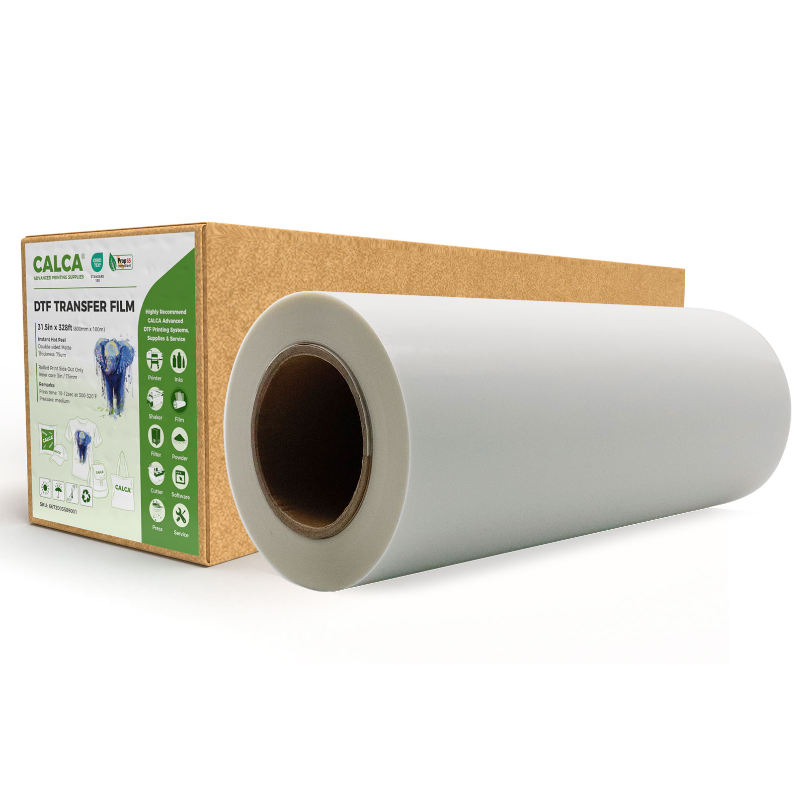 CALCA 31.5in x 328ft DTF Transfer Film Premium Roll Hot Peel,Double Sided