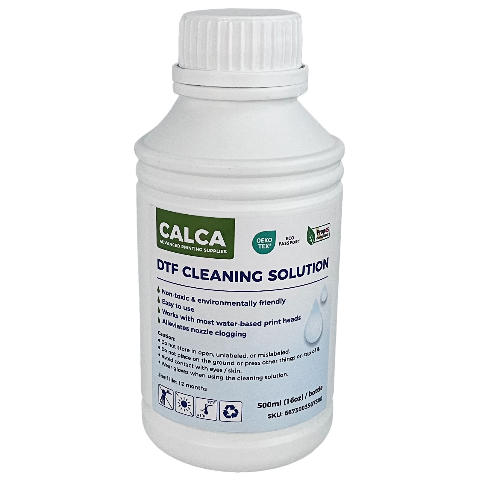 CALCA Direct to Transfer Film Cleaning Solution for Water-based Epson Printheads. 16 oz, Bottle of 500ml