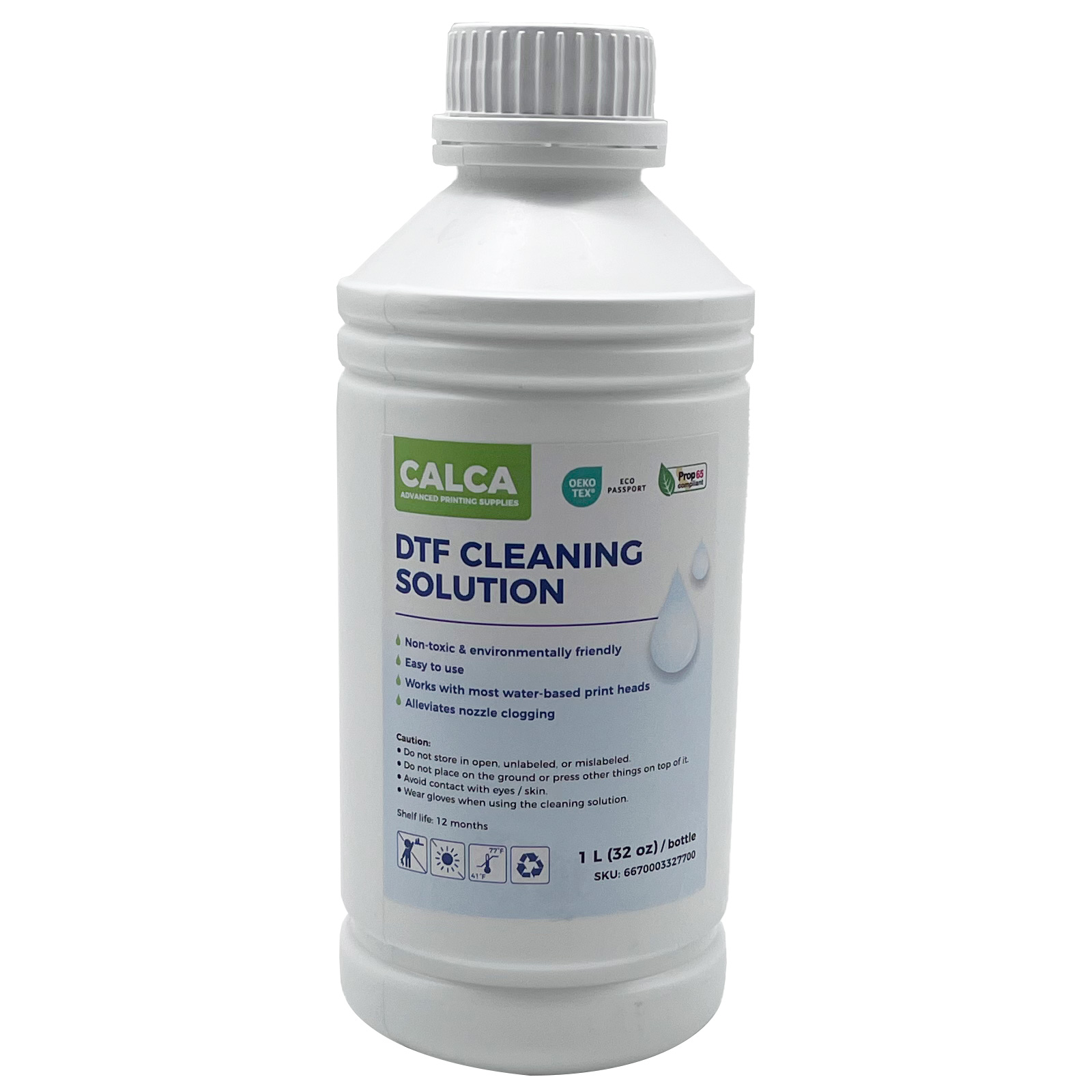 CALCA Direct to Transfer Film Cleaning Solution for Water-based Epson Printheads. 32 oz, Bottle of 1L