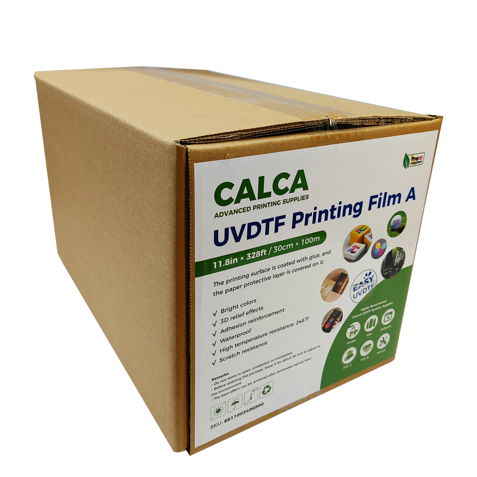 CALCA 11.8in x 328ft (30cm x 100m) UV DTF Transfer Film A Roll Crystal Label Sticker Printing Film