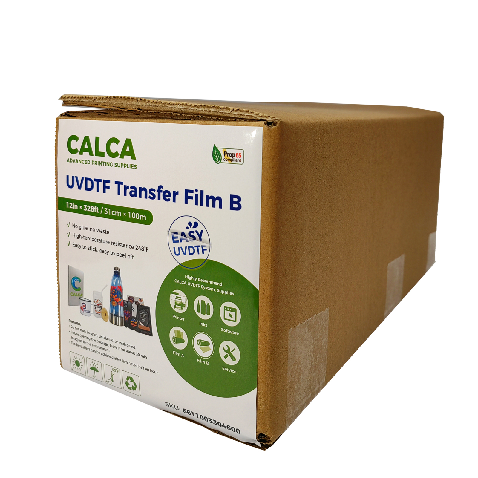 CALCA 12in x 328ft (31cm x 100m) UV DTF Transfer Film B Roll Crystal Label Transfer Film, Positioning Film