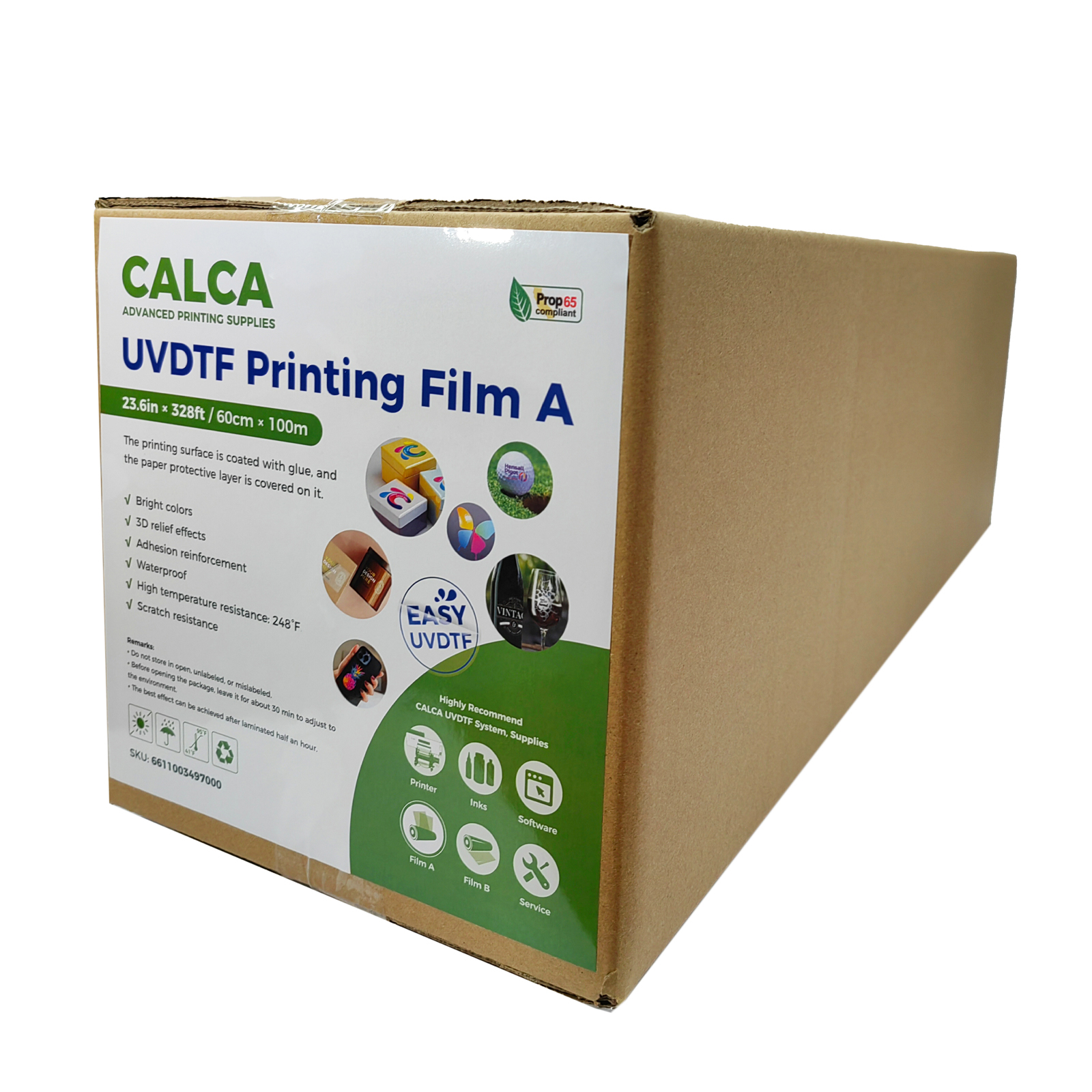 CALCA 23.6in x 328ft (60cm x 100m) UV DTF Transfer Film A Roll Crystal Label Sticker Printing Film for 24in DTF Printer