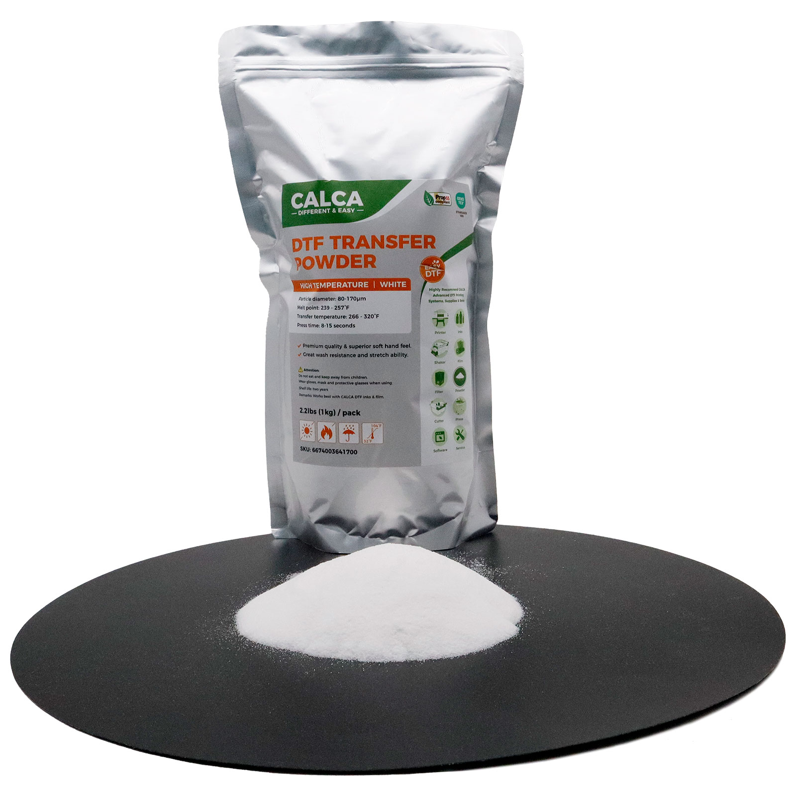 CALCA H5 TPU DTF Transfer Powder(2.2lbs Pack, 1kg, Fine,High Temperature, White)