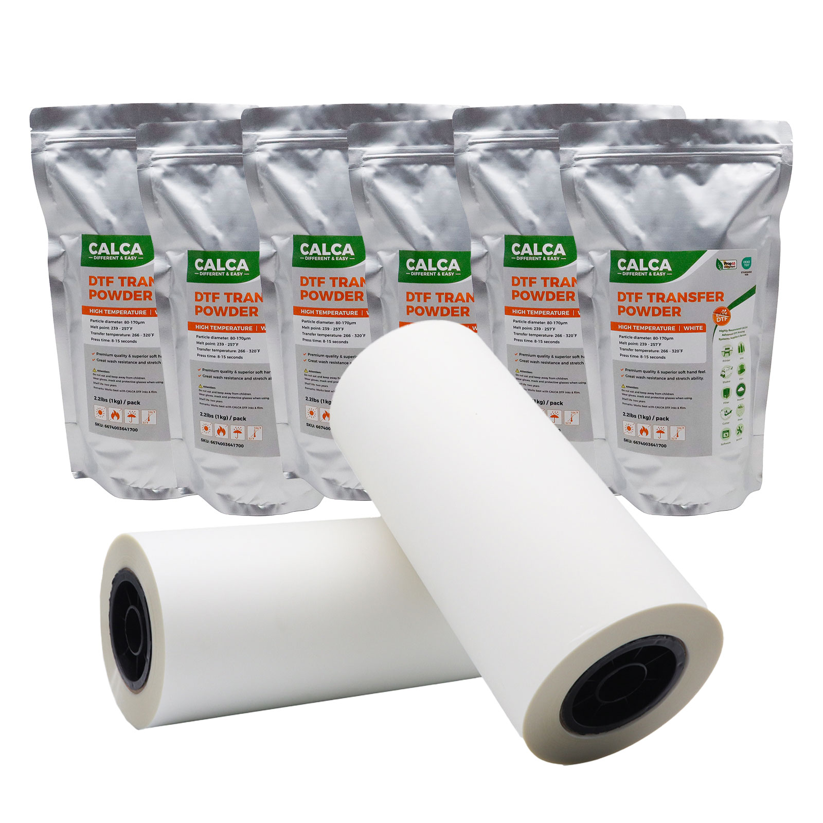 CALCA ProK 23.6in x 328ft VersaPeel DTF Film Rolls&ProK DTF Powder(2 Rolls 23.6in DTF Film,13.2 lbs Powder)