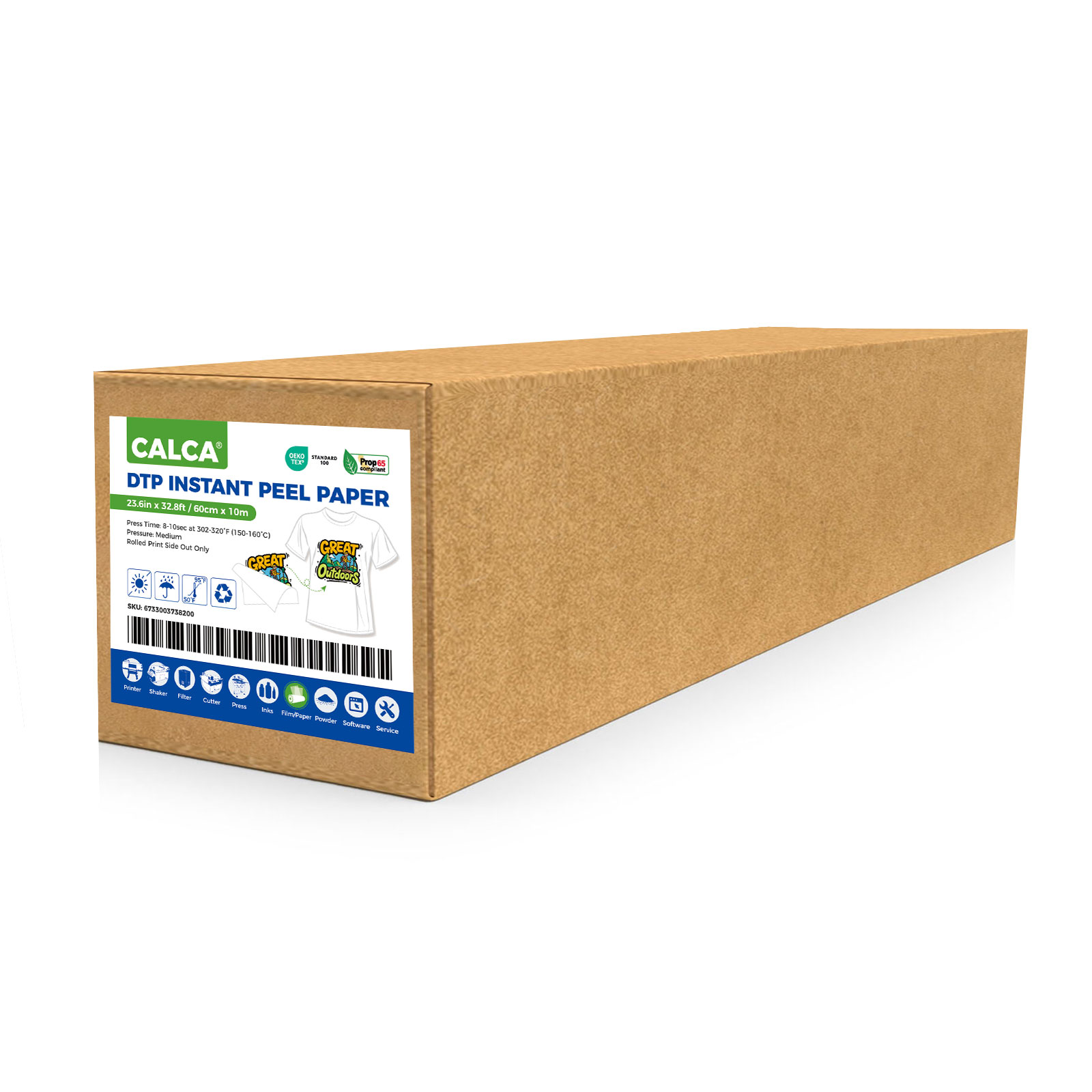 CALCA 23.6in x 32.8ft/60cm x 10m DTF Hot Peel Transfer Paper Premium Roll