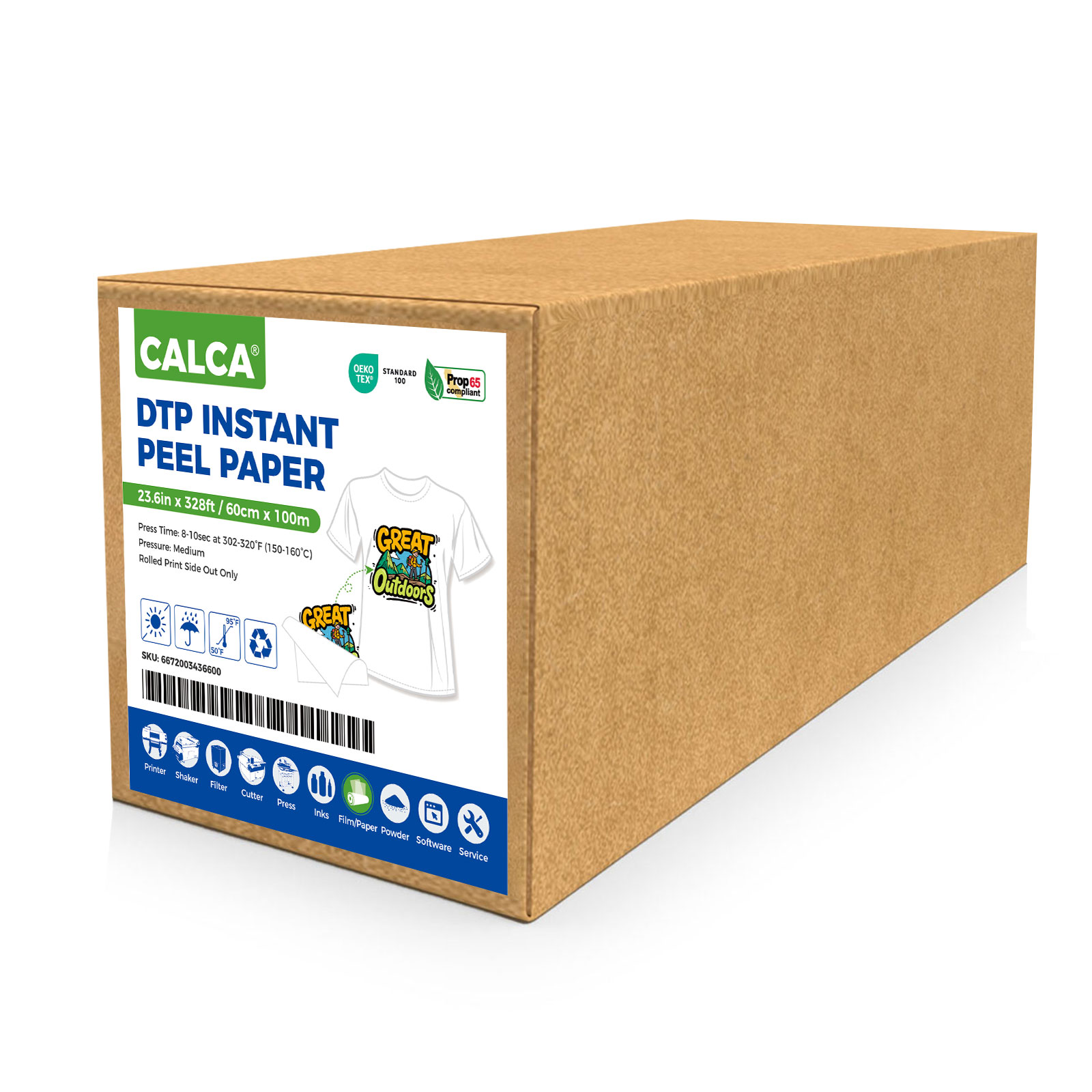 CALCA 23.6in x 328ft DTF Hot Peel Transfer Paper Premium Roll